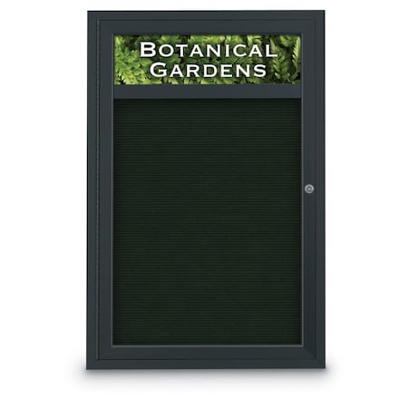 Indoor Enclosed Combo Board,42x32,Black Frame/Green & Surf